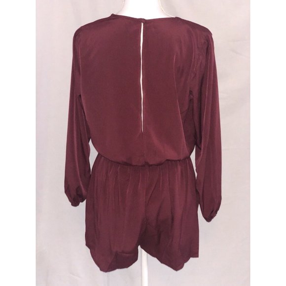 Honey Bunch ~ Long Sleeve Romper~ Burgundy Open Back  ~ Size Large ~ Very Cute! - Picture 5 of 8